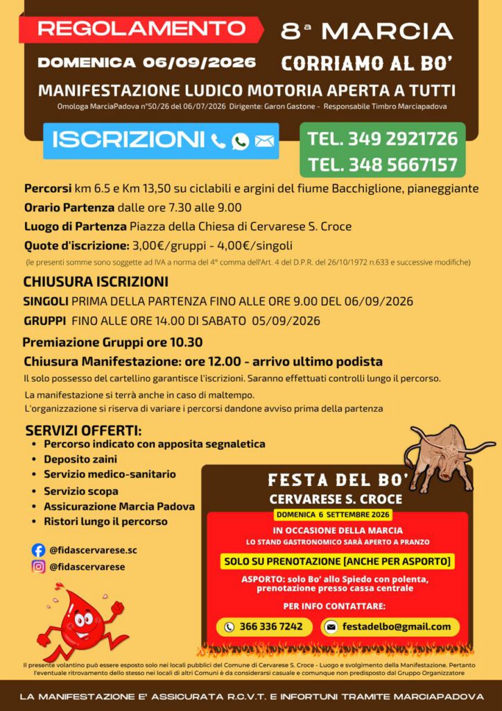 Corriamo al bo a cervarese 2026 retro